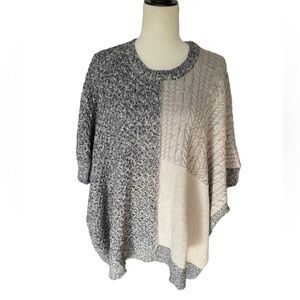 JOAN VASS Cotton Blend Poncho Sweater